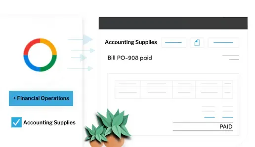 The OneHash accounting screen, showing a paid supplier bill against its chart-of-accounts entry.